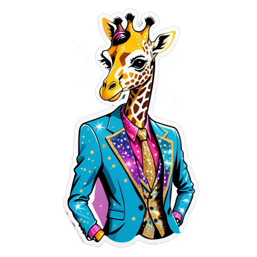 闪亮西装的时尚长颈鹿 sticker