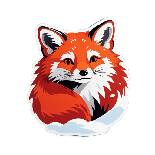 Red Fox Hiding in the Snow sticker
