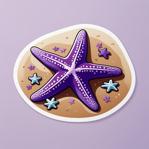 Estrela-do-mar roxa descansando na areia sticker