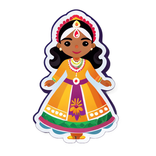 一位穿著傳統服飾的印度女性 sticker