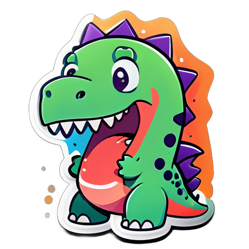 Crying dinosaur, doodle style using crayon sticker