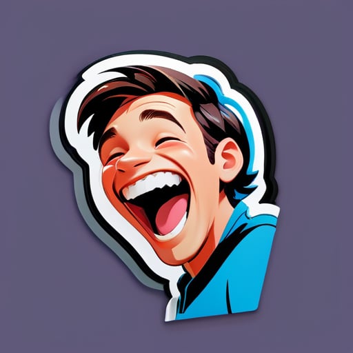 Guy laughing at a corner
 sticker