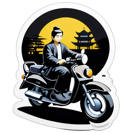 viaje en moto negra suzuki gn 125 ciudad buda loto sticker