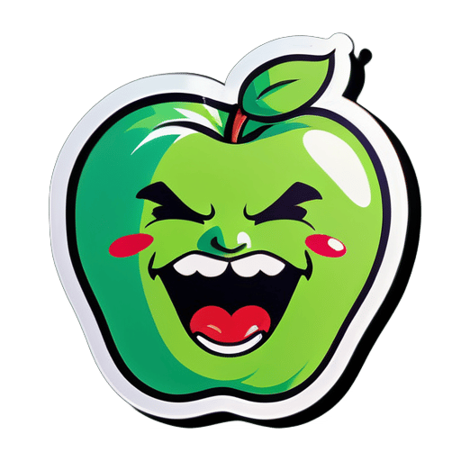 En la boca de la manzana hay una cabeza humana sticker