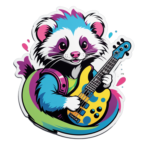 Funky Ferret with Bass sticker