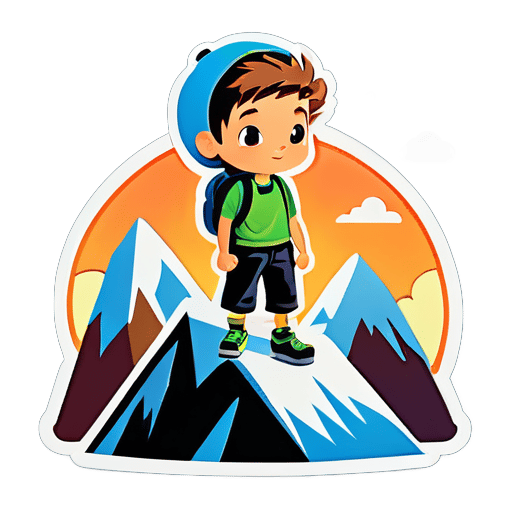 boy on mountain sticker