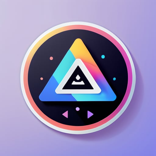 Triangle play button and circular combination logo, do not simply stack, should have a sense of design, technology sticker