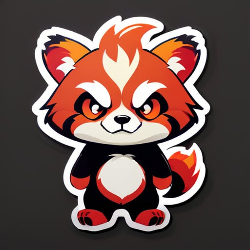 lindo panda rojo con cara enojada. añade un poco de fuego en los ojos sticker