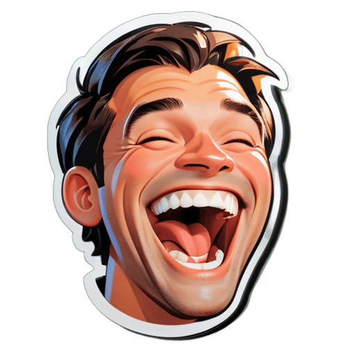 a men laughing sticker