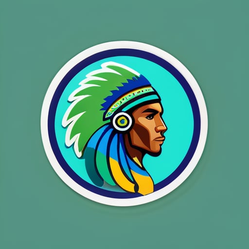 crear un logotipo de estudio I.L.O con un águila azul y verde y estampados africanos sticker