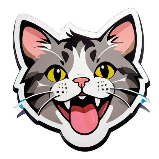 Sticker of a cat sticking out it's tongue  sticker