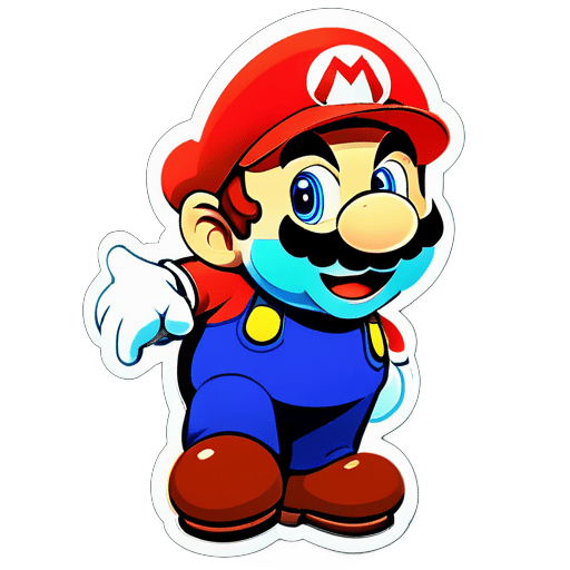 Mario is very happy, but he doesn't show it, that is, Mario is secretly pleased sticker