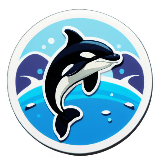 mignon poisson orque dans un cercle comme symbole de paix japonais sticker