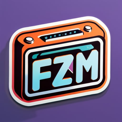 一个收音机贴纸，上面有EZFM四个字母 sticker