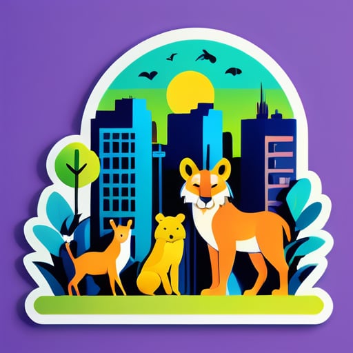 Animales salvajes en la ciudad sticker