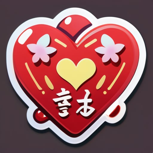 Ein Herz enthält den folgenden Text: 泽泽和靓靓 sticker