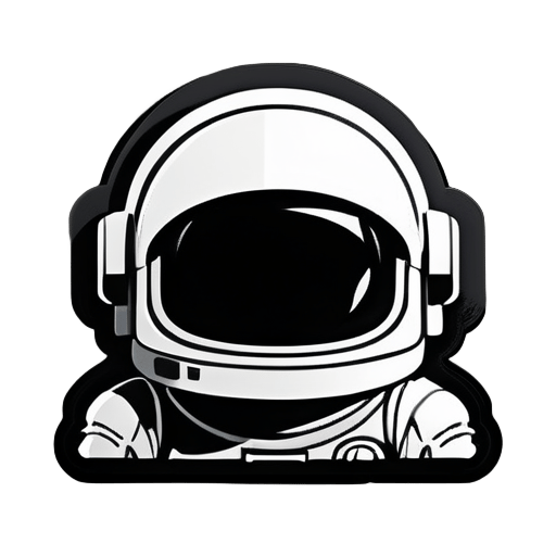 Astronautenhelm im Nintendo-Stil nur in schwarzer Farbe sticker