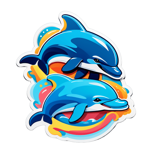 Chunky Denim Dolphins sticker