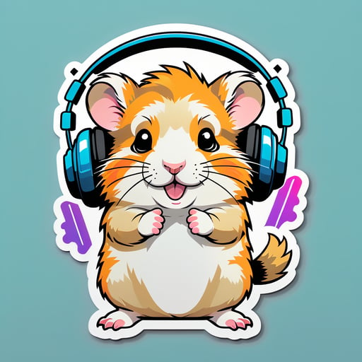 Casa Hamster com Fones de Ouvido sticker