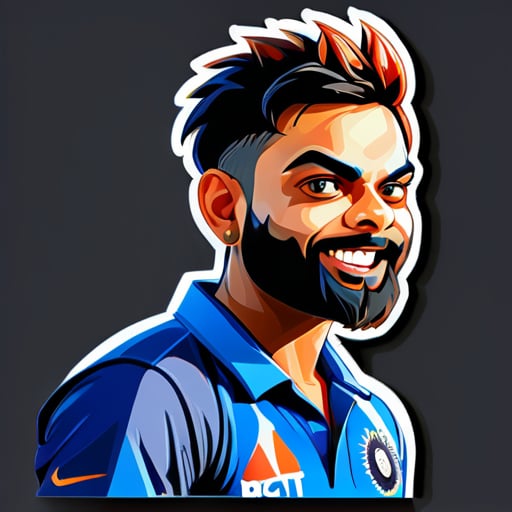 Virat kohli  avec   le maillot de l'équipe nationale indienne de cricket masculin autocollant sticker