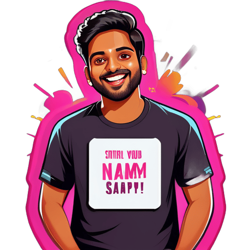 Un chico es un Instagram id ravi_gupta_sahab esta publicación para el nombre de la empresa camiseta con tu nombre Ravi Gupta sticker