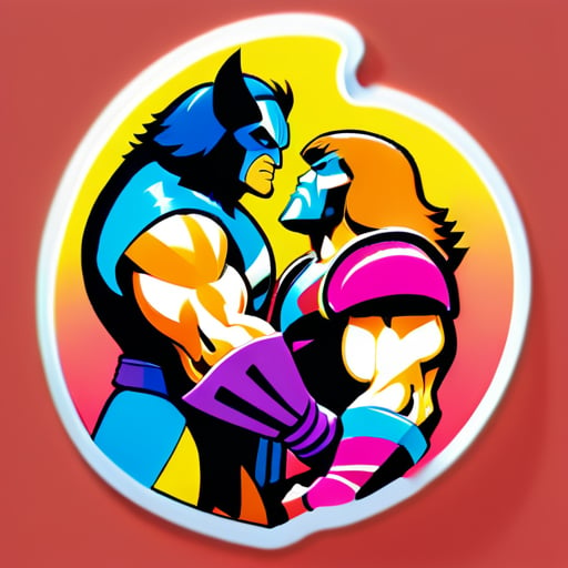 wolverine besando a he-man, al revés sticker
