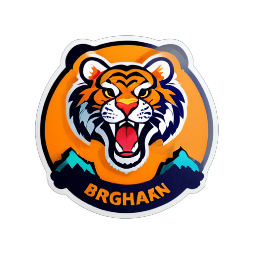 CAPITAL R WITH TIGER  Roaring  AND SURROUND WITH NAME RISHABH sticker