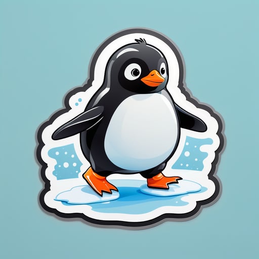 Black Penguin Waddling on Ice sticker