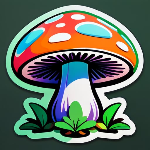 Psycodelic mashroom in forest sticker