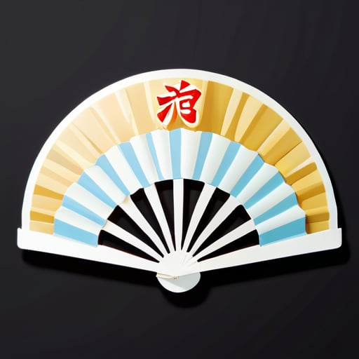 Una abanico de papel plegado, con el carácter chino '弄' escrito en él. sticker