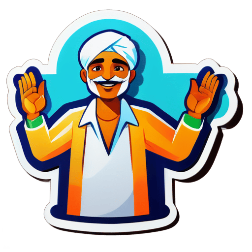 Indian Farmer welcoming with hands sticker