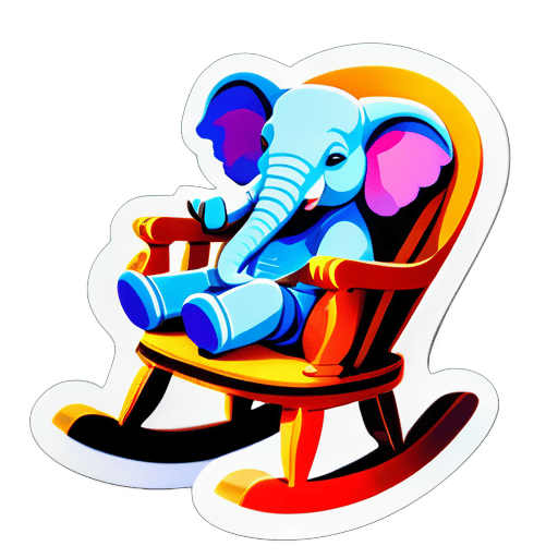 an elephant like hygichad is rocking in a rocking chair sticker