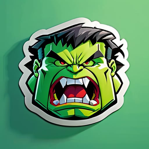 Hulk enojado golpeando a través de una pared, estilo 3D sticker