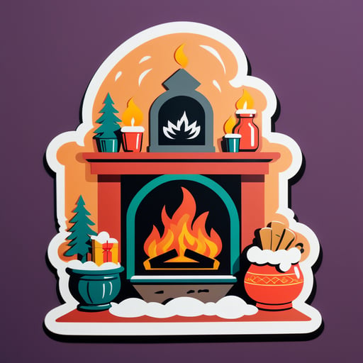 Cozy Fireplace Scene sticker
