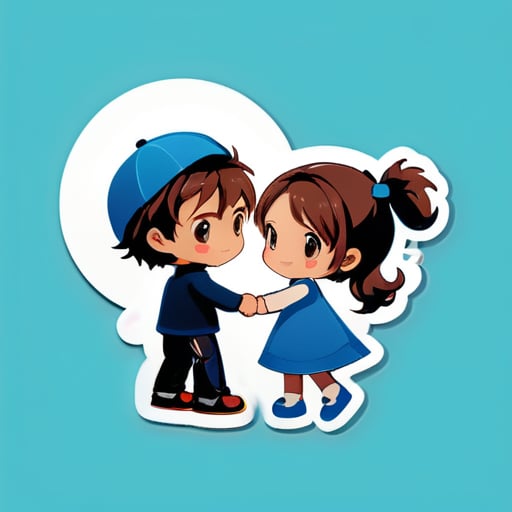 創造一個男孩對女孩說愛的場景 sticker