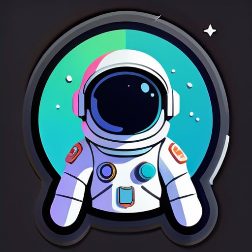 Imagen de astronauta en estilo de Nintendo, formada por formas sticker