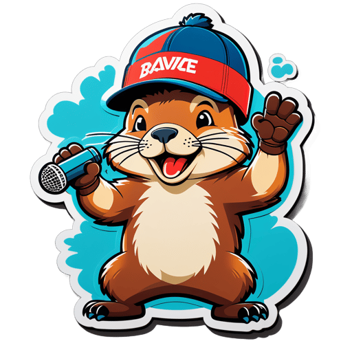 Beatboxing Beaver with Cap sticker
