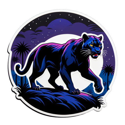 Schwarzer Panther streift in der Nacht umher sticker