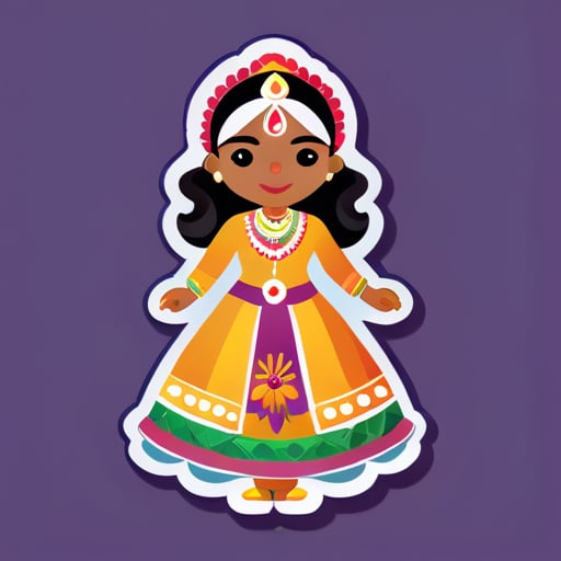 Una mujer india con vestimenta tradicional sticker