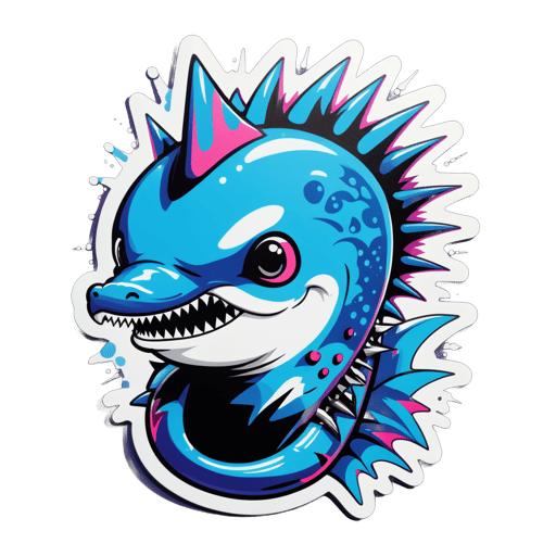 Delfín Punk con Collar de Púas sticker