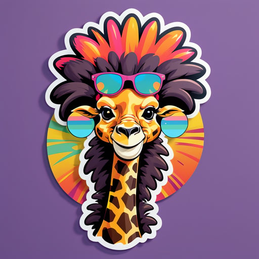 Girafa Estilosa com Afro sticker