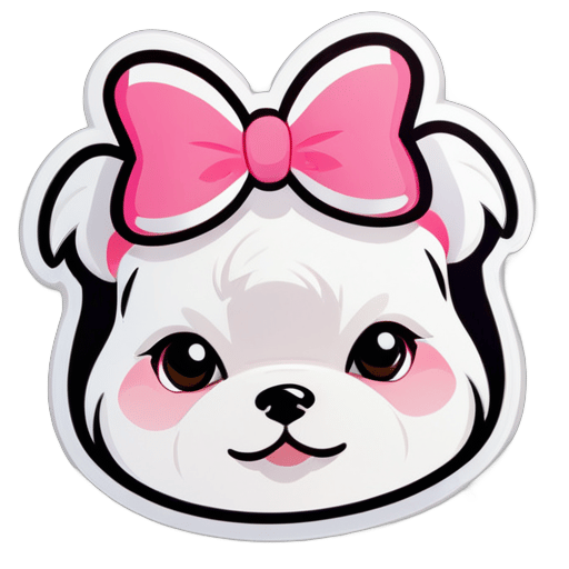 cute white maltese dog with a small pink bow on head