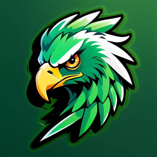 创作一个绿色老鹰的游戏标志 sticker