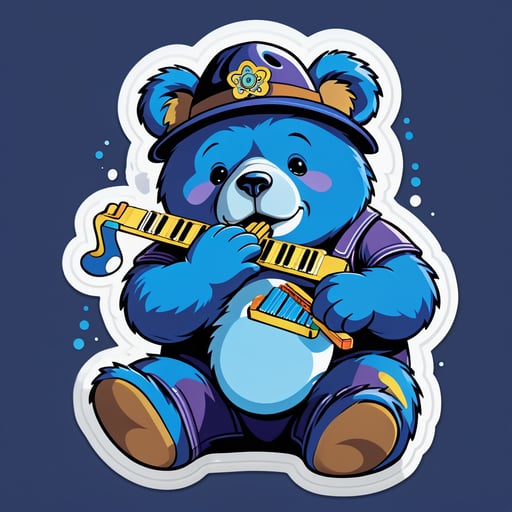藍調小熊與口琴 sticker