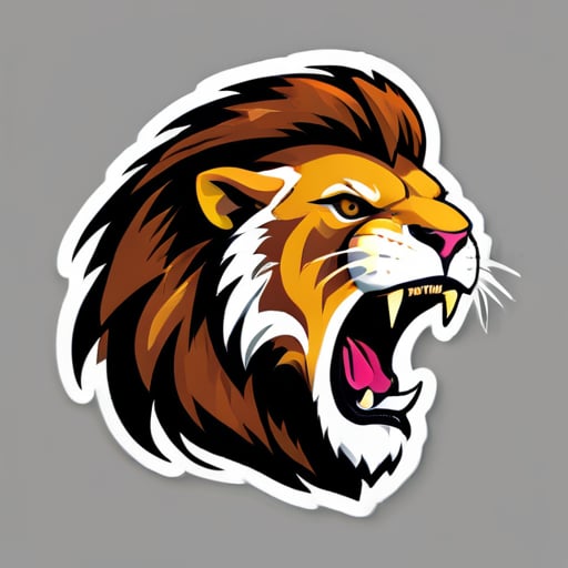 león rugiente de perfil sticker