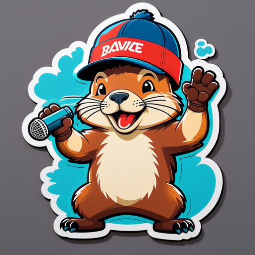 Beatboxing Beaver with Cap sticker
