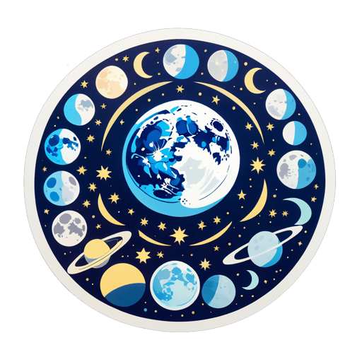 Phases de la lune céleste sticker