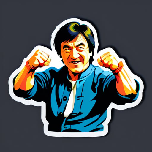 O mestre de artes marciais Jackie Chan pratica o punho bêbado sticker