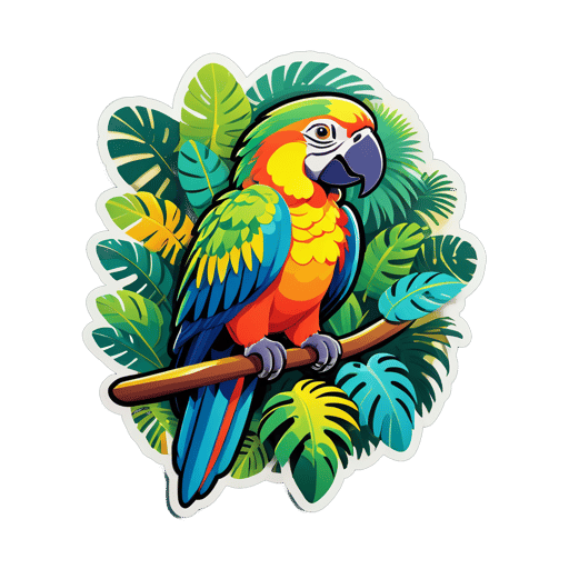 Exotic Parrot in Jungle sticker