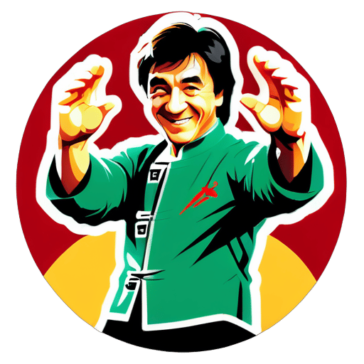 Ngôi sao võ thuật lừng danh Jackie Chan chào hỏi người hâm mộ sticker